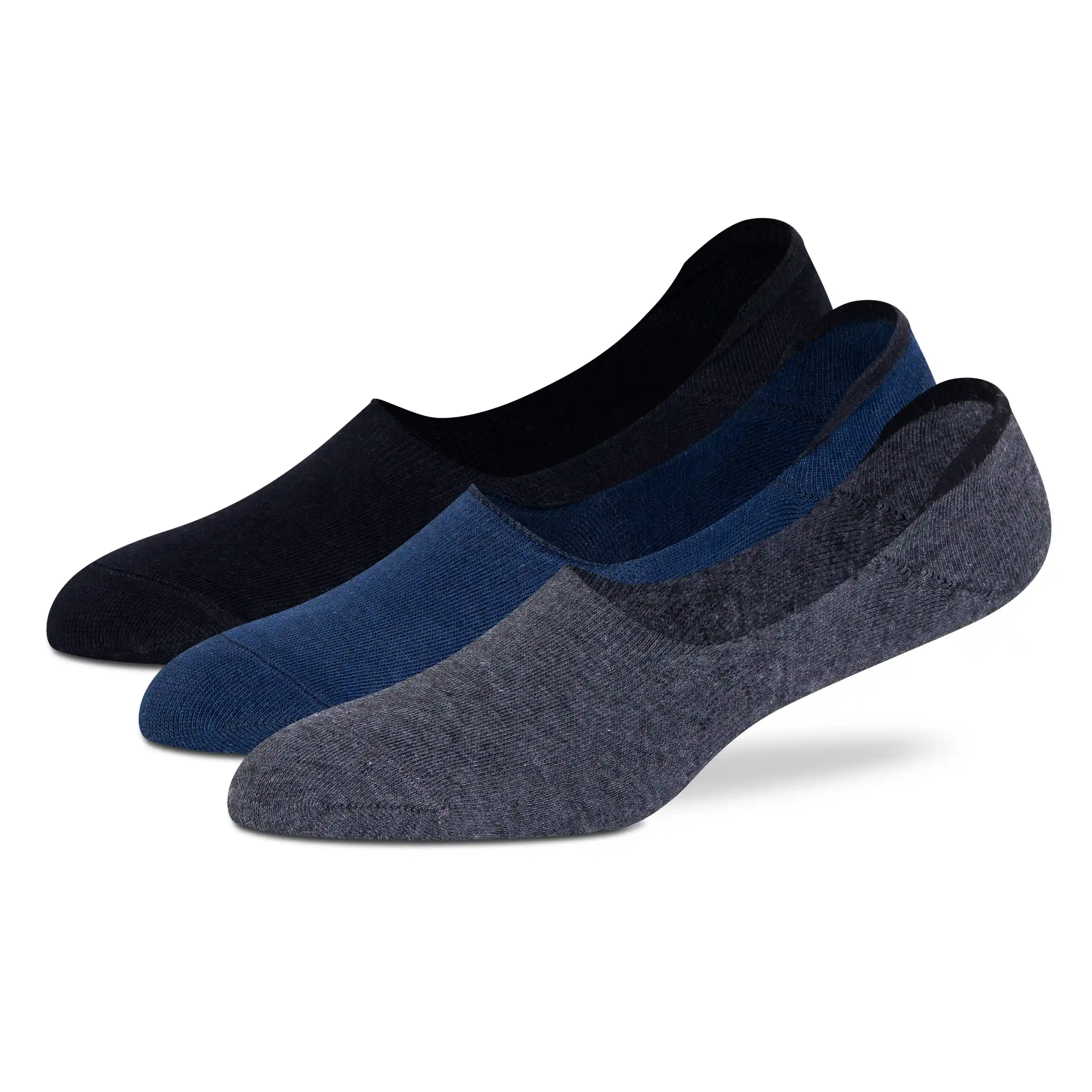 Grey Blue Black No-Show Socks - Men (Pack of 3) - Image 5