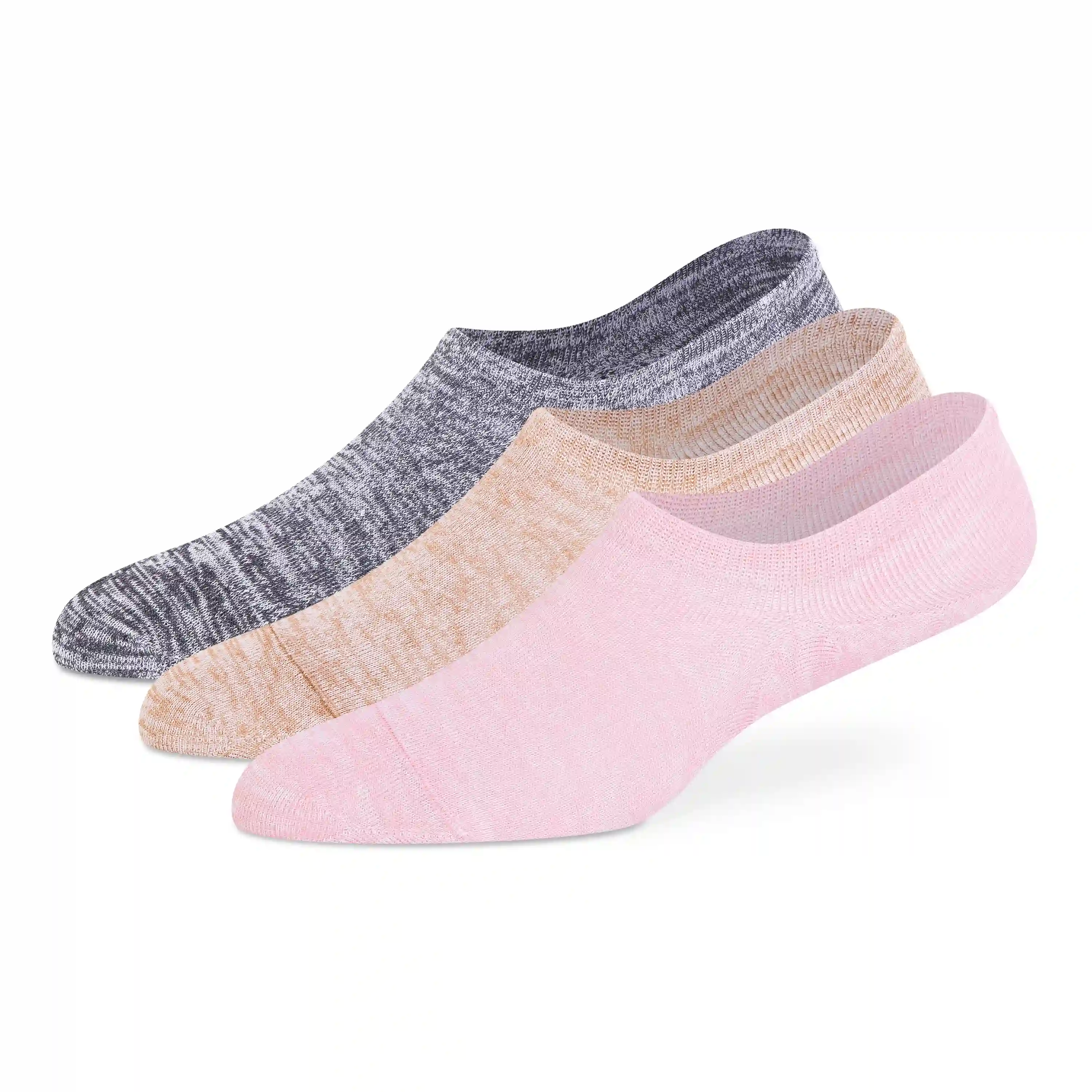 Baby Pink Beige Grey No-Show Socks - Women (Pack of 3) - Image 2