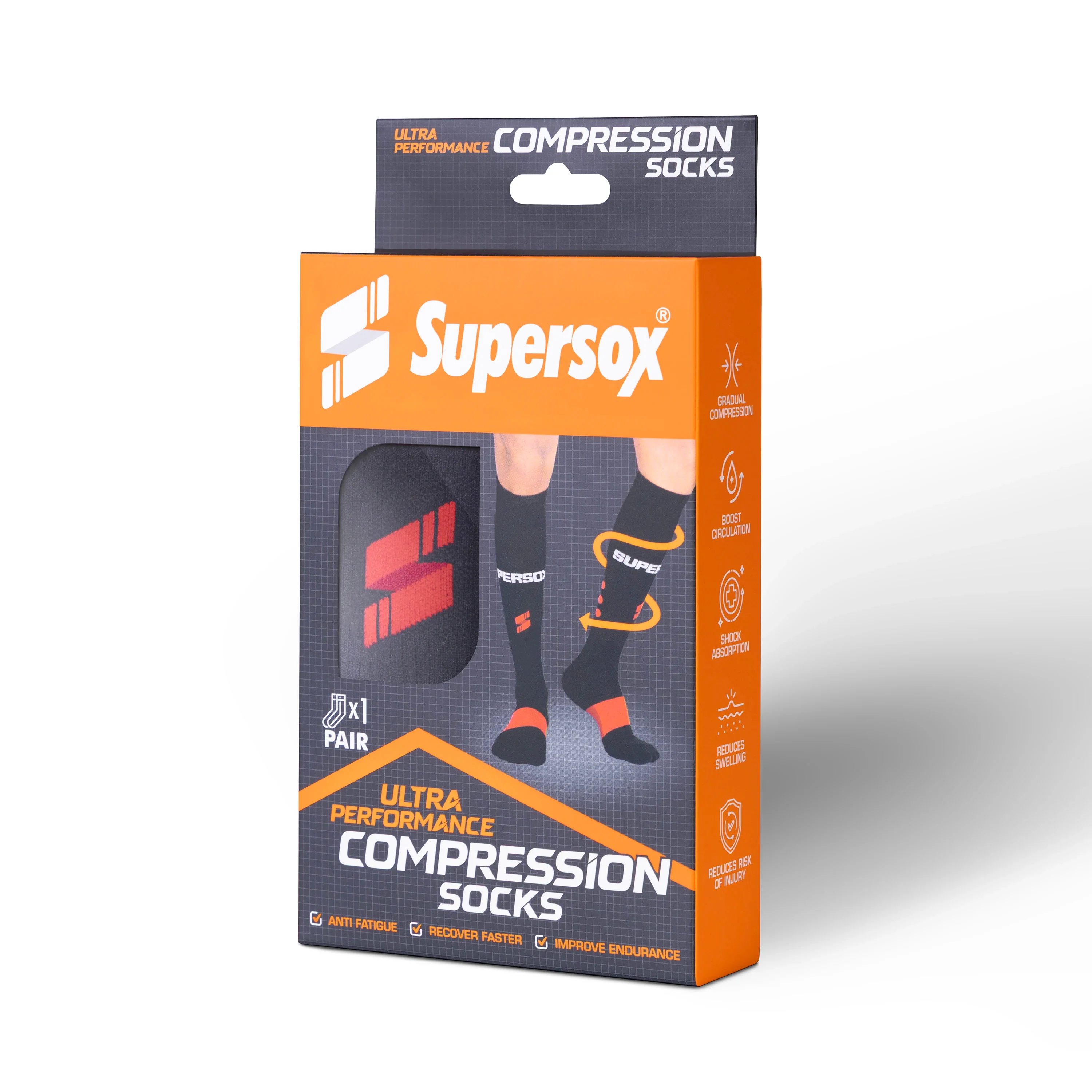 Marathon Compression Black Socks (Pack of 1) - Image 6