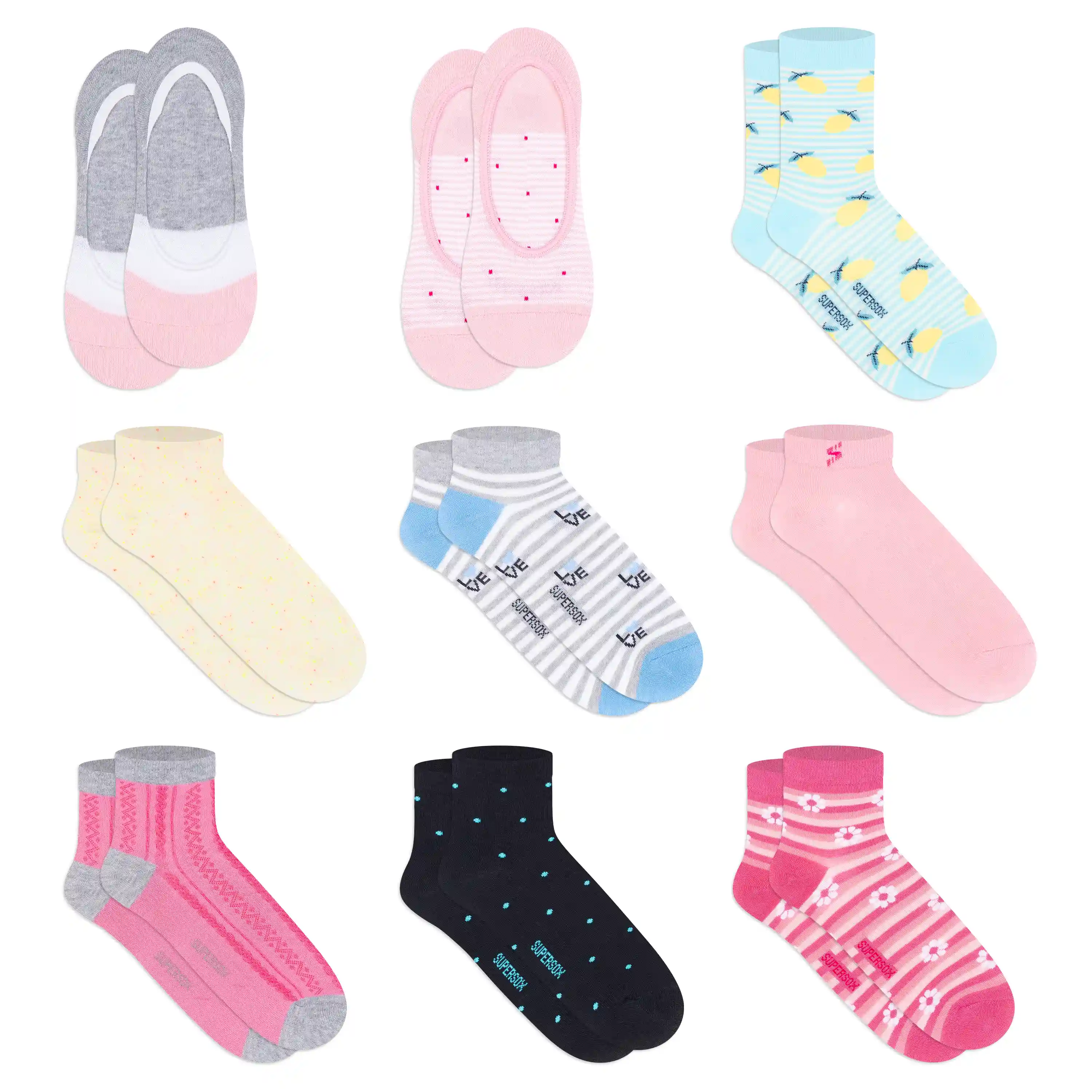 Fusion Vibe Pink Box Socks – Women (Pack of 9) - Image 12